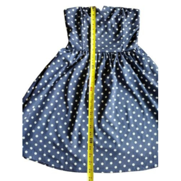 Women's Polka‎ Dot Dress Strapless Medium Blue White Myán - Picture 6 of 8